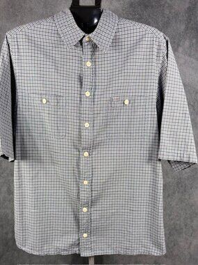 Ralph Lauren Co. Men's 1XT Navy/Blue Plaid Short-Sleeve Shirt